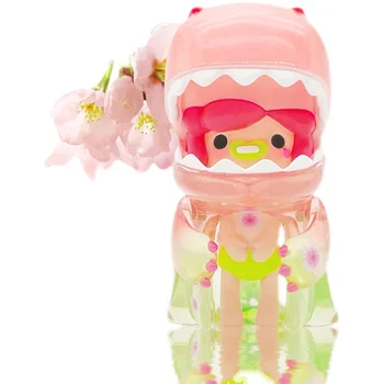 Caixa de Brinquedos Dinossauro Menina Pequena Flor de Pêssego Figura Anime PVC Estatueta Boneca de Brinquedo Para o Presente Coleção Altura 8cm
