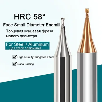 2 Flautas CNC Micro Diâmetro da Fresa Plana de Fresas de topo HRC60 Carboneto de fresa Ball Nose R0.1 R0.2 0,3 MM De Alumínio Ou Aço
