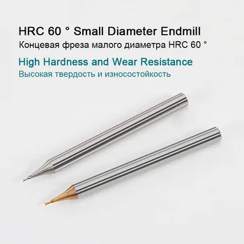 2 Flautas CNC Micro Diâmetro da Fresa Plana de Fresas de topo HRC60 Carboneto de fresa Ball Nose R0.1 R0.2 0,3 MM De Alumínio Ou Aço