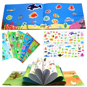 Bonito Dos Desenhos Animados Adesivos De Crianças, Crianças De Concentração De Formação Adesivo Livro Do Bebê Aluno Adesivos De Criança, Livros Zoo Oceano Adesivos