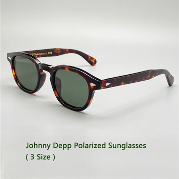 Johnny Depp Óculos De Sol Polarizados Verde Lente Homens Mulher De Condução Tons De Óculos De Sol Óculos De Marca De Designer Vintage Quadro Do Acetato