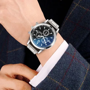 Homens Relógios de Luxo Relógio de Quartzo do Aço Inoxidável Dial Casual Pulseira Relógio de Quartzo dos Esportes relógio de Pulso relógio de relogios masculinos