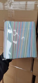 1000 Pcs de Plástico Descartáveis Canudos Multi-colorido Listrado Dobrável Cotovelo Canudos Evento do Partido Tanto de Suprimentos Rietjes