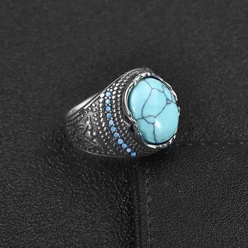 Homens Charme Anel Pedra Azul Vintage de Titânio Anéis de Aço para o sexo Masculino as Mulheres de Moda Impermeável Jóias alianças de Noivado Anel