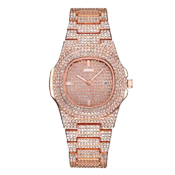 2020New luxo strass pulseira relógio de senhoras de diamante de moda para senhoras rosa de ouro vestido de relógio de aço inoxidável do relógio de cristal de relógio