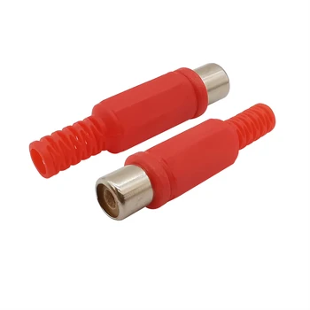 4Pcs/monte Vermelho cabo de Plástico RCA Macho / Fêmea de Soldagem Fiação Adaptador de Plug Jack de Áudio Conector de Vídeo