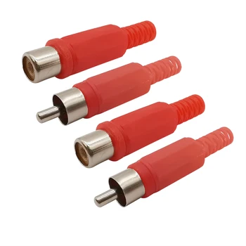 4Pcs/monte Vermelho cabo de Plástico RCA Macho / Fêmea de Soldagem Fiação Adaptador de Plug Jack de Áudio Conector de Vídeo