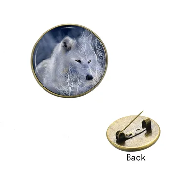 SIAN Vivas Howling Wolf Broche Pin de Lapela Animal de Arte de Pintura em Vidro Cabochão de Crachás de Colarinho Pinos de Roupas Chapéu de Mochila de Presente da Jóia