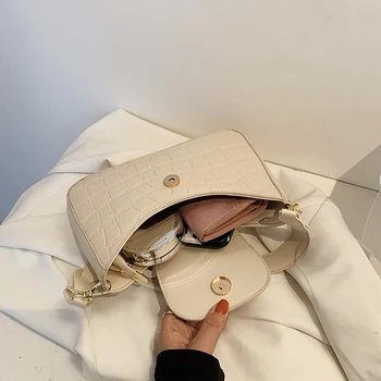 Moda de Pedra de Padrão de Sacos de Ombro para as Mulheres 2021 de Couro de Saco Crossbody bolsas e Bolsas de Luxo Designer Sac Principal Baguete