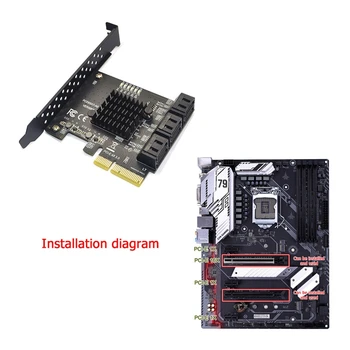 6Gbps SATA 3.0 PCI-E o Controlador de Cartão 6 Portas SATAIII PCIe Cartão de Expansão PCI Express Conversor Adaptador