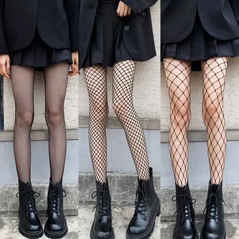 Preto rede de pesca meias ins moda calcinha preta meias JK Spice Girl malha feminino meias de verão 