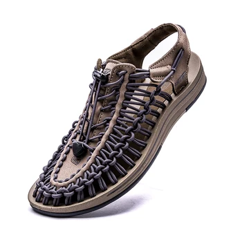 Verão de Homens Sandálias Multicolor Artesanais de Tecelagem Design Respirável Sapatos de Homens Praia Mole Inferior antiderrapante Exterior Scarpe Uomo