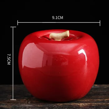 1PC Nova de Chá Cerâmica Jar Apple Simutlated Chá de Caixinha de Vedação Chá Titular do Recipiente de Armazenamento para o Restaurante Casa Verde claro