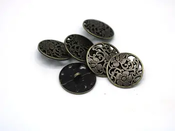 25mm de bronze Haste Botão Botões de Metal Oco Carved da Flor de Costura Botões de Metal 10pcs
