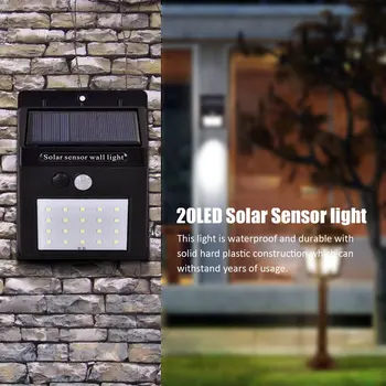 Impermeável Durável 20 LED Solar, Sensor de Luzes Humanos PIR Mais a Luz do Sensor de Movimento de Parede de Luz Exterior, Jardim, Quintal Lâmpada Decorativa