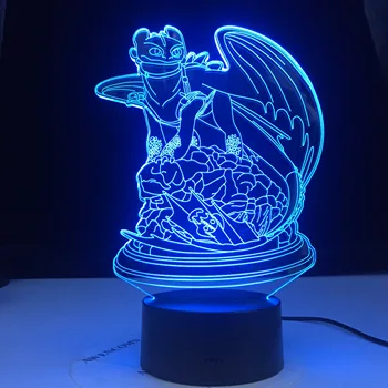 Como Treinar o Seu Dragão Lâmpada Dragão Desdentados Lâmpada Ilusão de Toque 3d Lâmpada da Tabela do Nightlight Luz Melhor Presente de Aniversário para a Decoração Home