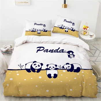 Dos desenhos animados do Panda Crianças do conjunto de roupa de Cama para crianças bebés capa de Edredão conjunto de almofadas de caso de uma Cama com roupa de capa de Edredão 135 140x200 coelho