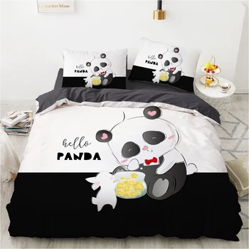 Dos desenhos animados do Panda Crianças do conjunto de roupa de Cama para crianças bebés capa de Edredão conjunto de almofadas de caso de uma Cama com roupa de capa de Edredão 135 140x200 coelho
