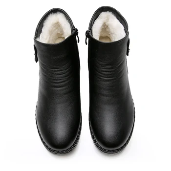 2021 Mulheres Botas de Neve de Inverno Televisão Saltos Tornozelo Botas de Mulheres Quentes Plataforma Sapatos de Couro Pêlo Grosso de Calçado Martin botas