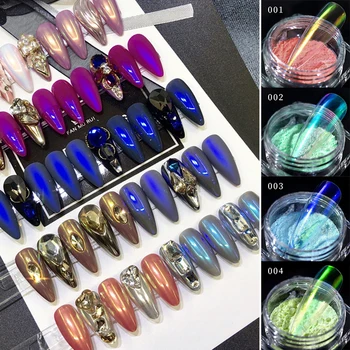 Sereia Prego Chrome Camaleão Laser Decorações de Unhas de Gel UV Pigmento de Gelo Transparente Unhas de Glitter Nail Pós Espelho Mágico Pó