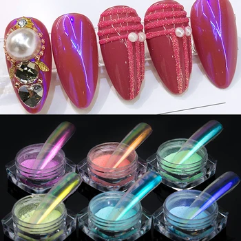 Sereia Prego Chrome Camaleão Laser Decorações de Unhas de Gel UV Pigmento de Gelo Transparente Unhas de Glitter Nail Pós Espelho Mágico Pó