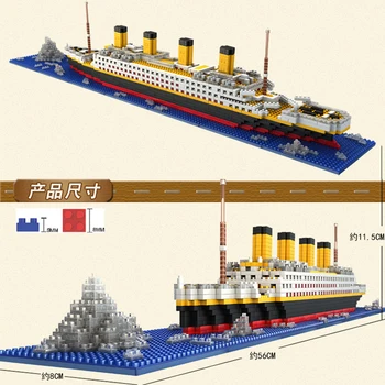 1860Pcs Titanic Barco do Navio de Cruzeiro Conjuntos de DIY Modelo de Construção de Blocos de Diamante Mini Kit de Brinquedos de Natal, presentes de Aniversário, Presentes