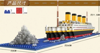 1860Pcs Titanic Barco do Navio de Cruzeiro Conjuntos de DIY Modelo de Construção de Blocos de Diamante Mini Kit de Brinquedos de Natal, presentes de Aniversário, Presentes