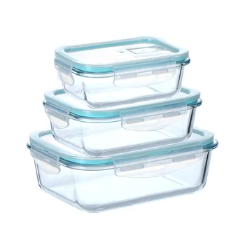 Novo vidro transparente caixa de almoço portátil de armazenamento de alimentos caixa de aquecimento por microondas caixa de almoço merenda escolar caixa de recipiente de comida