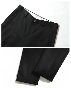 Homens de Negócios Casual Calças dos Homens Slim Fit Straight-Perna Calças de Terno Preto Calça Capri Calças