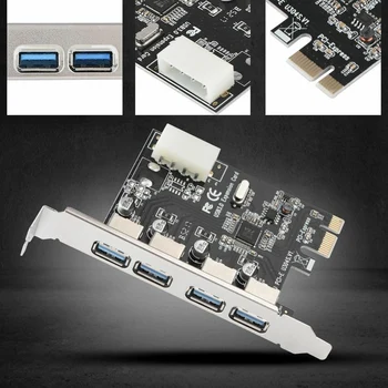 Concentrador USB 3.0, Placa de Expansão PCI-E para Adaptador USB De 4 Portas PCI-E para o Concentrador USB 3.0, Placa de Expansão com Driver de CD Acessório de Computador