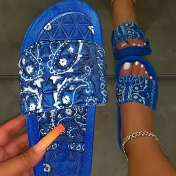 Mulheres Chinelos De Quarto Estilo Novo Padrão De Impressão Moda Slip-On Chinelos De Verão Ao Ar Livre Indoor Mulheres Flip-Flops Casual Sapatos 2021