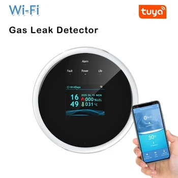 Tuya wi-Fi Gás Natural Detector de Vazamento de Alarme de Detecção de Vazamento de Gás, Detector de LCD Sensor de Temperatura Para a Vida Inteligente
