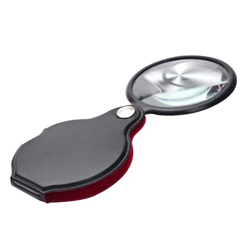 8x Dobrável Lupa Portátil Mini Magnifier50mm Bolso Lupa de Bolso Jóias Leitura da Lupa Lupa de Couro