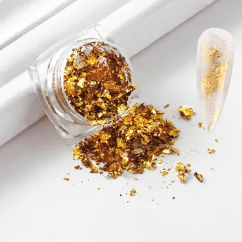 1 Caixa De Glitter Flocos De Alumínio Espelho Irregular Das Unhas Folhas De Papel De Ouro, De Prata, Prego De Paillette Chrome Pigmento Decorações Da Arte Do Prego