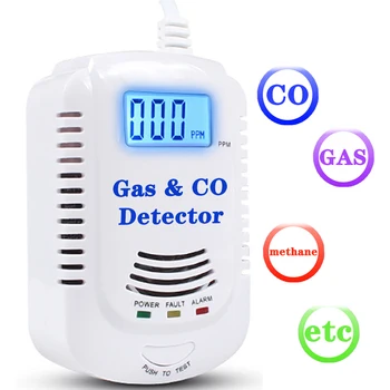 Vazamento de gás, Detector & Detector de Monóxido de Carbono Combustível Metano Propano Butano Gás Natural Segurança de Alarme, Sensor de Aviso Plug UE