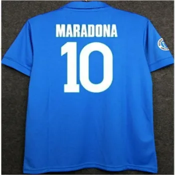 Retro 1987-88 Retro clássico MARADONA 10 led azul T-shirt