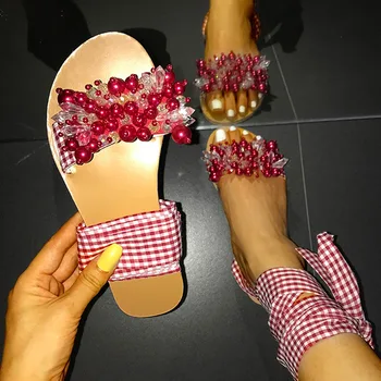 2021 Artesanais Sandálias das Mulheres Sandálias Pulseira de Tornozelo de Contas Especiais, Além de Tamanho de sapatos para as Mulheres Sandálias de Praia