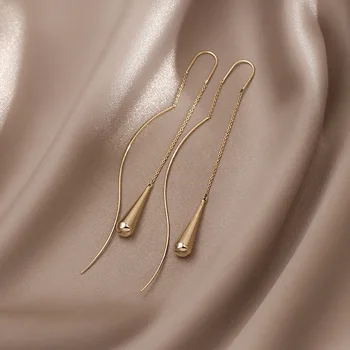 Elegante e simples feminino gota de água pingente de ouvido da linha de 2021 tendência Mulheres jóias requintadas Para o amigo de Borla Incomum brincos