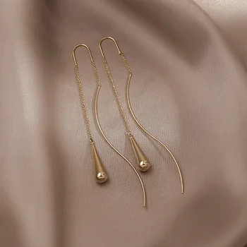 Elegante e simples feminino gota de água pingente de ouvido da linha de 2021 tendência Mulheres jóias requintadas Para o amigo de Borla Incomum brincos