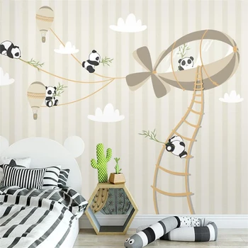 Beibehang personalizado Nórdicos, animais dos desenhos animados Papel de parede quarto infantil panda mural de parede quarto revestimento de parede simples sala de jantar