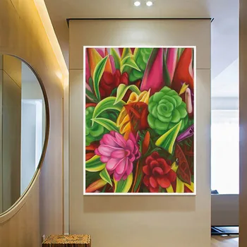 HUACAN 5D Diy Diamante Pintura de Flores em Ponto Cruz Kits Diamond Mosaico de Plantas Tropicais, Decoração Sala de estar