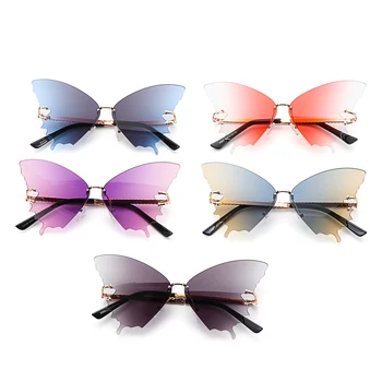 Moda Óculos de sol das Mulheres Retro sem aro Forma de Diamante Verdadeiro Filme de Óculos de Sol das Senhoras UV400 Tendências Estreito de Óculos de Streetwear
