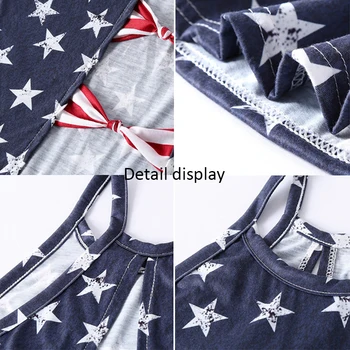 2021 Verão Impressão De Estrela Mulheres Colete Bandeira Americana Halter Pescoço Tops De Volta Arco Ocos Casual Tops Sem Mangas Streetwear