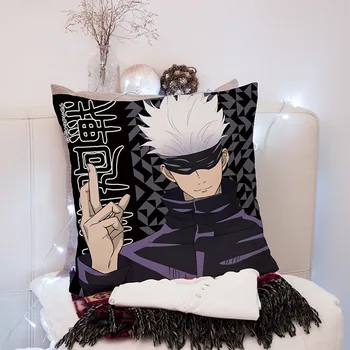 Anime Jujutsu Kaisen Fronha Dupla Lados Impressos Gojo Satoru Travesseiro Capa de Almofada Casa Sofá Macio Jogando Almofadas Caso 45x45c