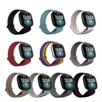 Nylon Banda para o Fitbit Versa 3 Smart Relógio Mulheres Homens Suave Respirável Ajustável Esporte Bracelete Pulseira para Fitbit Sentido correia