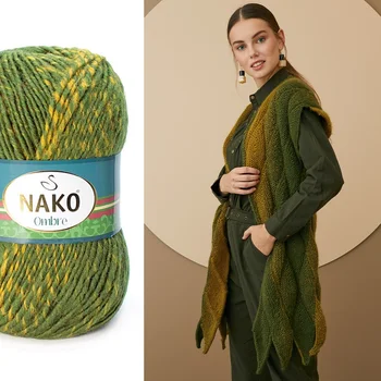 Nako Ombre Premium Fios de Lã Crochê DIY tricô fio Design de fios xale lenço boina de fio