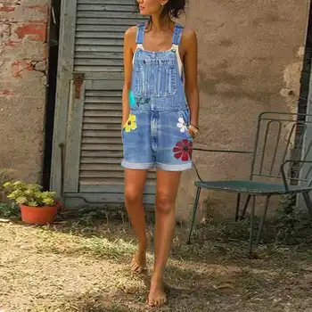 Brisa calças com ferramentas de mulheres finas macacão 2021 primavera e a fêmea nova de verão suspender shorts impresso roupas de rua