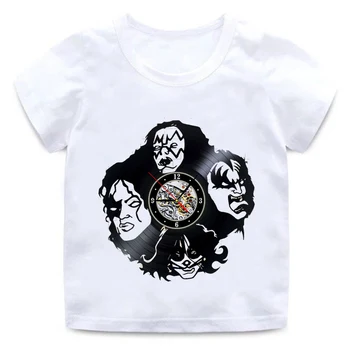 Meninos Tee Gráfico Blusa Nova Fãs de Kiss Banda de Rock de Impressão TShirt de Crianças Filhos de Verão de Manga Curta Universal Camisetas garoto de Roupas
