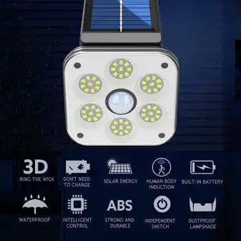 2020 Novas 54 SMD Solar, Lâmpada de Parede Motion Sensor LED Recarregável Luz da Três-cabeça Rotatable Impermeável Exterior de Rua Lâmpada de Parede