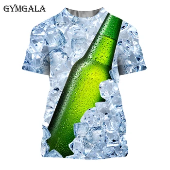 Verão especiais Homens T-shirt goth, camisa de cerveja Curto Sleevestriped t-shirt dos homens O-Tops com Decote em Tees Engraçado Impressos em 3D Streetwear Tshirt